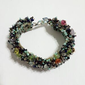 Bracelet Woven Pin Beaded Multicolor Bangle Statement Acrylic Seed Bead